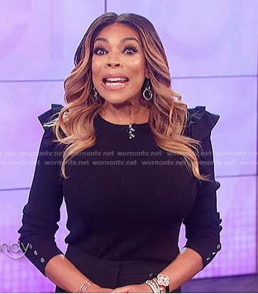 Wendy’s black ruffle sweater on The Wendy Williams Show