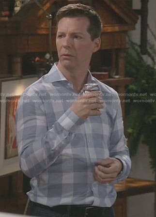 Jack's blue check dress shirt on Will and Grace