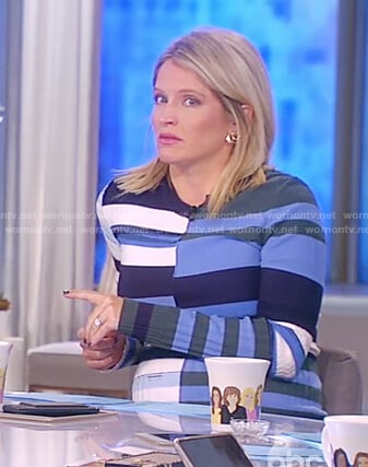 Sara’s striped long sleeve knit dress on The View