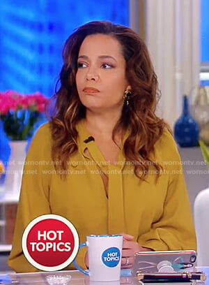 Sunny's mustard tie neck dress on The View