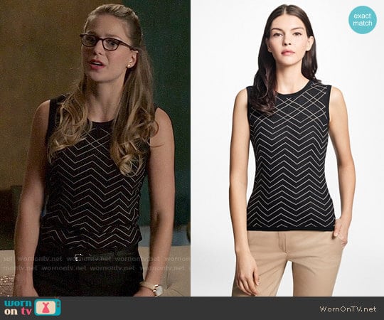 Brooks Brothers Jacquard Bird's-Eye Silk-Cotton Shell worn by Kara Danvers (Melissa Benoist) on Supergirl