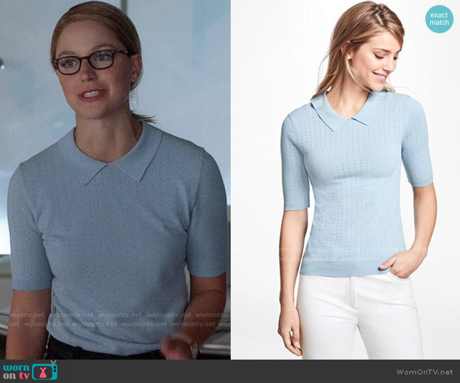 Brooks Brothers Pointelle Polo Sweater worn by Kara Danvers (Melissa Benoist) on Supergirl