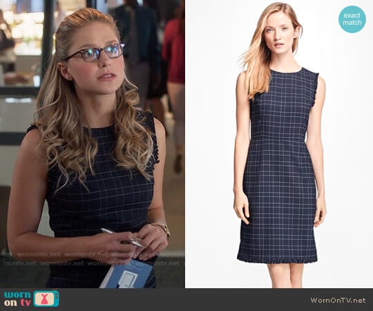 Brooks Brothers Windowpane Stretch Wool Hopsack Dress worn by Kara Danvers (Melissa Benoist) on Supergirl