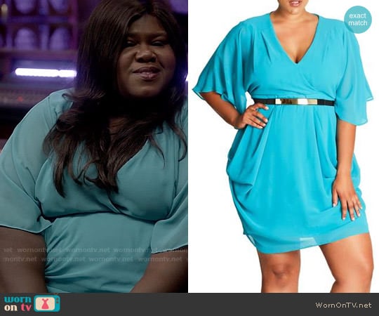 City Chic Belted Chiffon Faux Wrap Dress worn by Becky (Gabourey Sidibe) on Empire