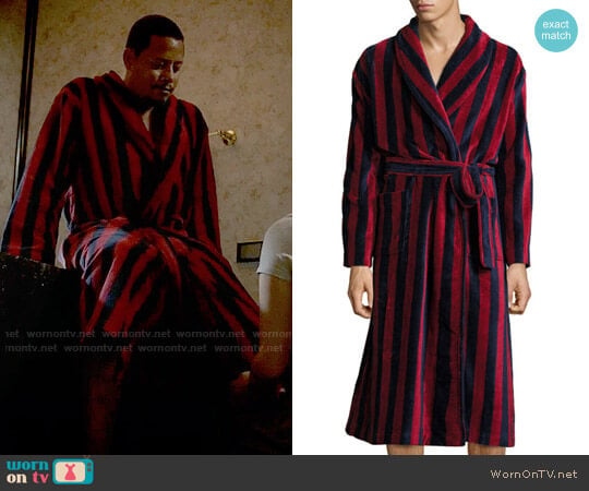 Derek Rose Striped Velour Robe worn by Lucious Lyon (Terrence Howard) on Empire