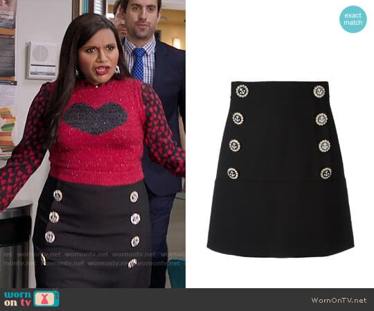 Dolce & Gabbana Nautical Button Skirt worn by Mindy Lahiri (Mindy Kaling) on The Mindy Project