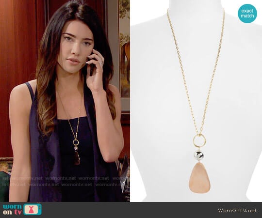 Elizabeth and James Tulum Pendant Necklace worn by Steffy Forrester (Jacqueline MacInnes Wood) on The Bold and the Beautiful