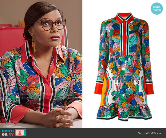 Emilio Pucci Leaf Print Dress worn by Mindy Lahiri (Mindy Kaling) on The Mindy Project