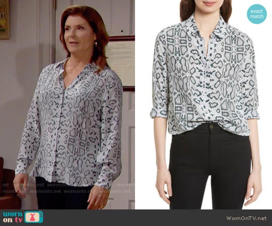 Equipment Essential Python Print Silk Shirt worn by Sheila Carter (Kimberlin Brown) on The Bold and the Beautiful