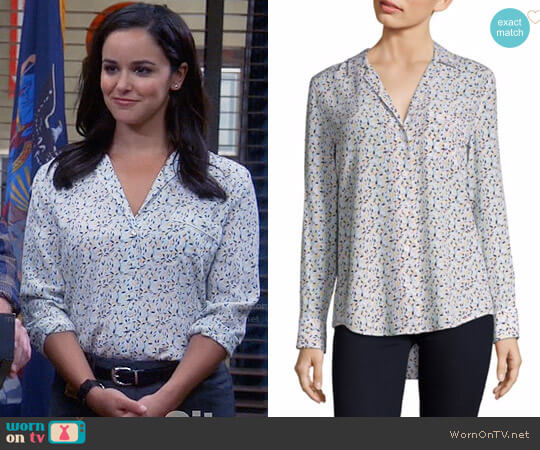 Equipment Kiera Floral Print Silk Shirt worn by Amy Santiago (Melissa Fumero) on Brooklyn Nine-Nine