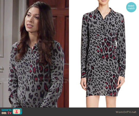 Equipment Clean Lucida Leopard Silk Shirt Dress worn by Juliet Helton (Laur Allen) on The Young and the Restless