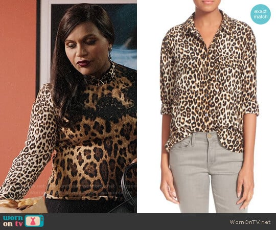 Equipment Signature Leopard Print Shirt worn by Mindy Lahiri (Mindy Kaling) on The Mindy Project