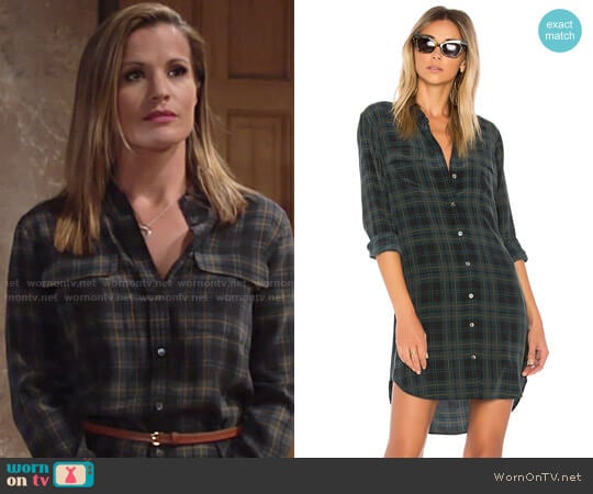 Equipment Slim Signature Plaid Dress worn by Chelsea Lawson (Melissa Claire Egan) on The Young and the Restless