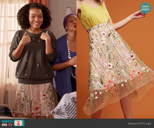 Eva Franco Waverly Garden Skirt worn by Zoey Johnson (Yara Shahidi) on Black-ish