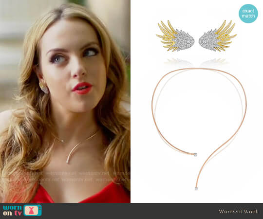 Forevermark Wing Diamond Earrings and Flex Single Row Large Necklace worn by Fallon Carrington (Elizabeth Gillies) on Dynasty