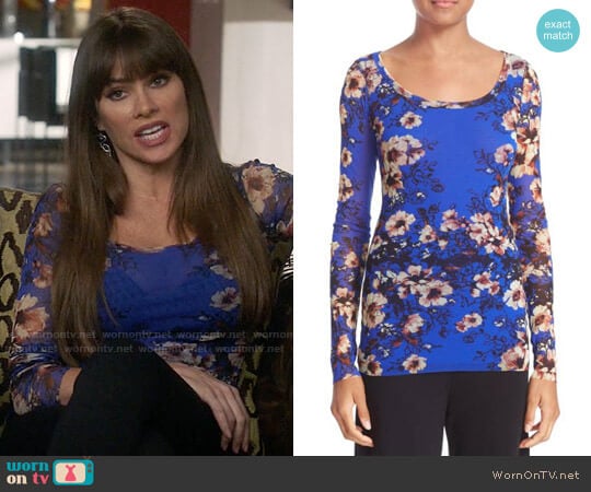 Fuzzi Floral Print Tulle Top worn by  Gloria Pritchett (Sofia Vergara) on Modern Family