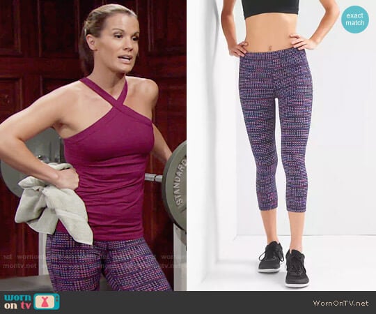 gFast Checkered Jacquard Capris in Pink & Purple Jacquard worn by Chelsea Lawson (Melissa Claire Egan) on The Young and the Restless