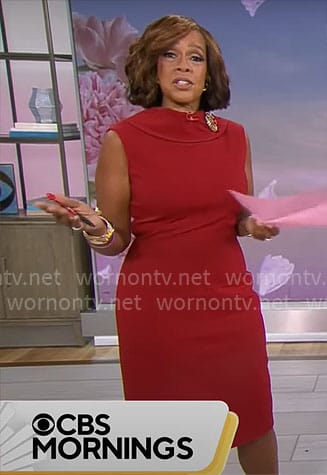 Gayle's red high neck dress on CBS This Morning