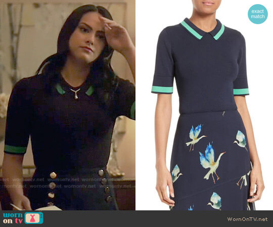 GREY Jason Wu Contrast Stripe Knit Polo worn by Veronica Lodge (Camila Mendes) on Riverdale