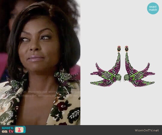 Gucci Embroidered Bird Earrings worn by Cookie Lyon (Taraji P. Henson) on Empire