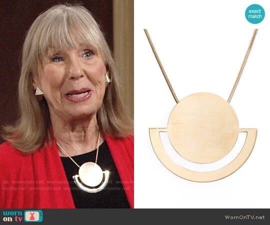 Halogen Horizon Disc Pendant Necklace worn by Dina Mergeron (Marla Adams) on The Young and the Restless