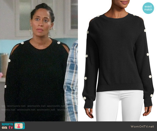 Helmut Lang Button-Sleeve Knit Sweater worn by Rainbow Johnson (Tracee Ellis Ross) on Black-ish