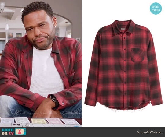 H&M Plaid Flannel Shirt in Red / Black Plaid  worn by Andre Johnson (Anthony Anderson) on Black-ish