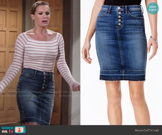 Hudson Remi Denim Skirt worn by Chelsea Lawson (Melissa Claire Egan) on The Young and the Restless