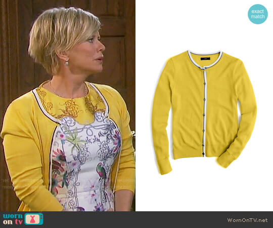 J. Crew Jackie Tipped Cardigan worn by Kayla Brady (Mary Beth Evans) on Days of our Lives