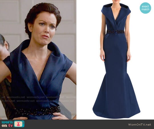 J Mendel Shawl Collar Gown worn by Mellie Grant (Bellamy Young) on Scandal