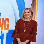 Jenna’s red bell sleeve top with pearls and pants on Today