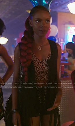 Josie's leopard print crop top and lace-up shorts on Riverdale