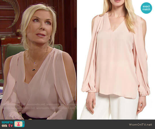 Kobi Halperin Caroline Top worn by Brooke Logan (Katherine Kelly Lang) on The Bold and the Beautiful