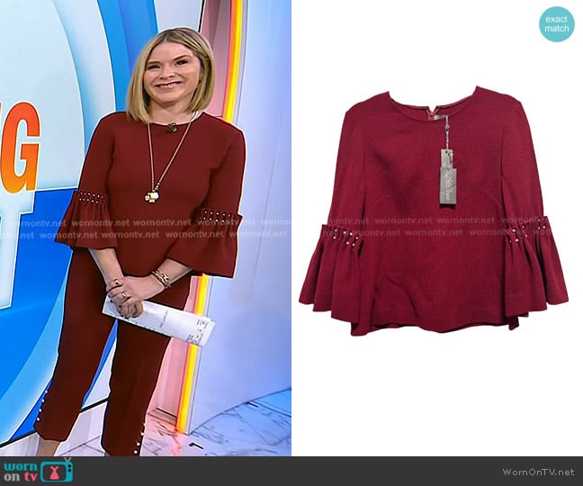 Lela Rose Pearly Trim Tunic in Mulberry worn by Jenna Bush Hager on Today