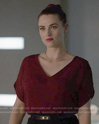 Lena’s red v-neck top on Supergirl