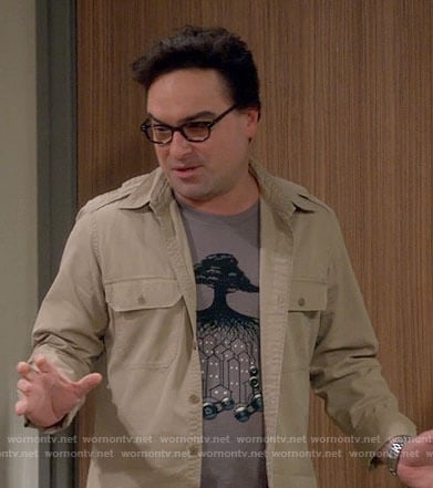 WornOnTV: Leonard's tree with cogs t-shirt on The Big Bang Theory | Johnny  Galecki | Clothes and Wardrobe from TV