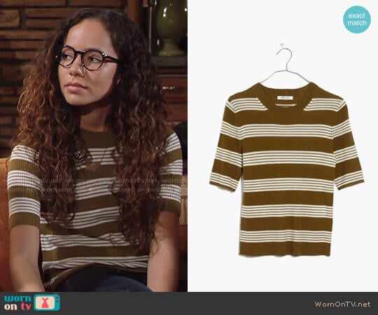 Madewell Ribbed Sweater Top in Bennett Stripe worn by Mattie Ashby (Lexie Stevenson) on The Young and the Restless