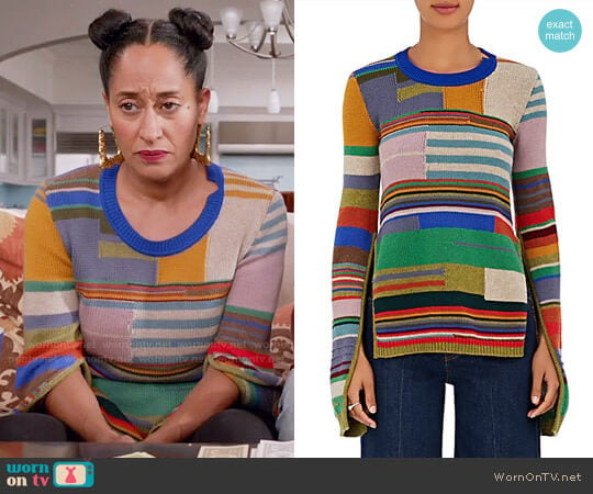 Marni Striped Wool-Blend Sweater worn by Rainbow Johnson (Tracee Ellis Ross) on Black-ish