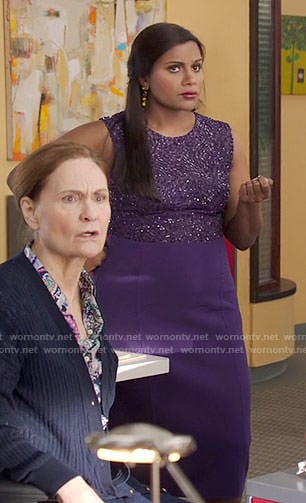 Mindy’s purple sequin dress on The Mindy Project