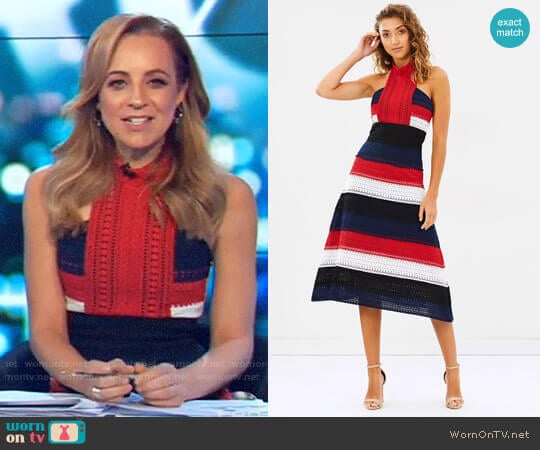 The Patriot Midi Dress by Mossman worn by Carrie Bickmore on The Project