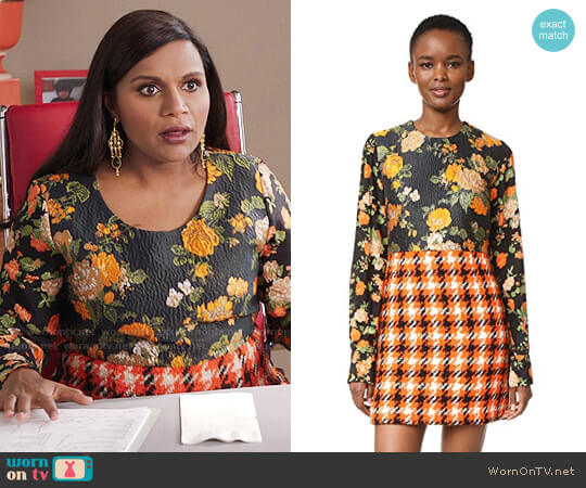 WornOnTV: Mindy’s black floral top and orange houndstooth skirt on The ...