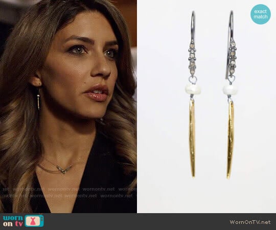 NadeanDesigns Diamond spike earrings worn by Dinah Drake (Juliana Harkavy) on Arrow