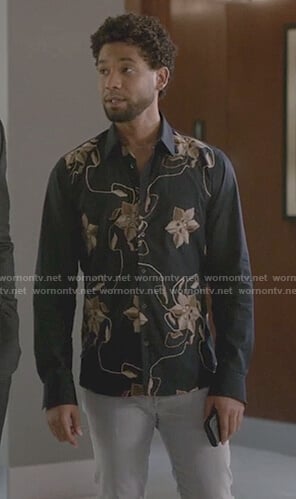 Jamal’s blue embroidered flower long sleeve shirt on Empire