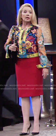 Nikki’s mixed floral print jacket on The Young and the Restless