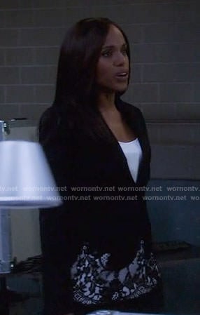 Olivia's black lace trim blazer on Scandal