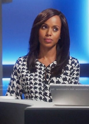 Olivia’s houndstooth print blouse on Scandal