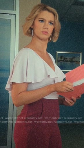 Petra’s pink ruffled top on Jane the Virgin