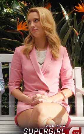 Petra’s pink double-breasted jacket on Jane the Virgin