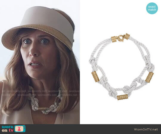 RACHEL Rachel Roy Gold-Tone White Nylon Knotted Collar Necklace worn by Pamela Brinton (Kristen Wiig) on Last Man On Earth