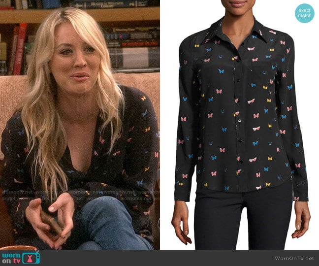 Rails Kate Butterfly Print Shirt worn by Penny Hofstadter (Kaley Cuoco) on The Big Bang Theory